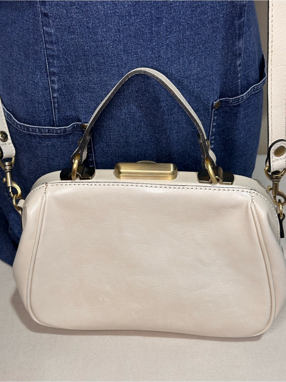 Patricia Nash Mia Frame Embossed Floral Top-Handle Satchel in Cream - Picture 2 of 16